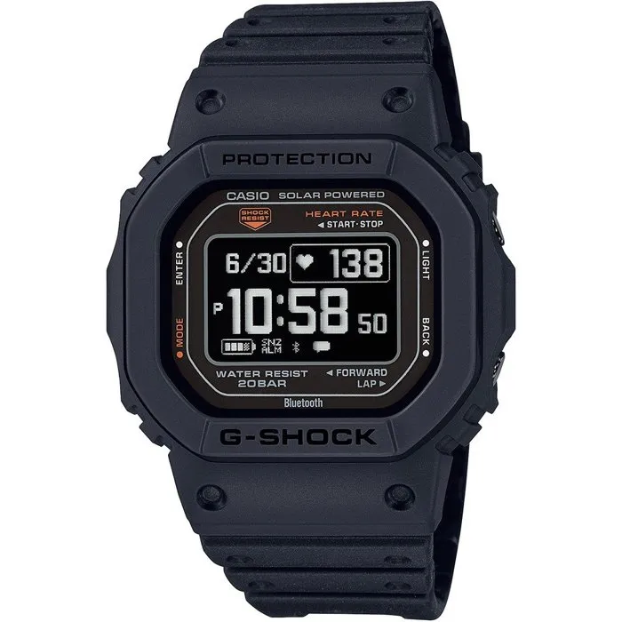 Casio G-Shock DW-H5600-1ER Montre connectée sportive avec cardiofréquencemètre optique GPS et suivi d'entraînement - Noir