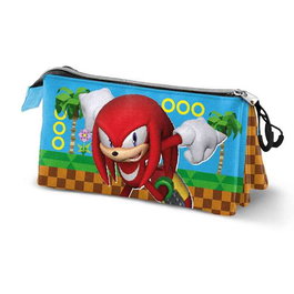Karactermania - Knuckles Run - Trousses triple portefeuille avec 3 compartiments pour crayons - 23 x 8 x 11 cm - Ripstop et polyester