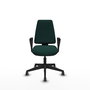 Chaise Elche Asynchrone Cuir écologique Vert foncé Base pyramidale noire Accoudoirs fixes Sans appui-tête Roulettes 65mm pour moquette