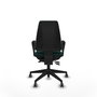 Chaise Elche Asynchrone Cuir écologique Vert foncé Base pyramidale noire Accoudoirs fixes Sans appui-tête Roulettes 65mm pour moquette