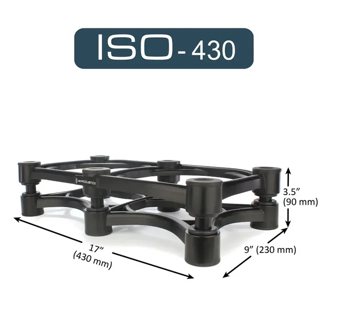 IsoAcoustics ISO-430 Support d'isolation pour moniteurs de studio, 430 mm, jusqu'à 45 kg, 1 unité