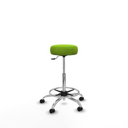 Tabouret Tolosa Pivotant Cuir écologique Non applicable Maille Vert pistache Structure chromée Sans accoudoirs Sans appui-tête Roulettes pour moquette