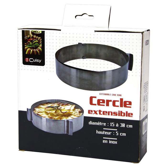 Cuisy Moule à aro extensible en acier inoxydable, D.15-30 cm Cuisy Moule à aro extensible en acier inoxydable, D.15-30 cm