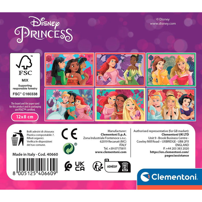 Clementoni Disney - 6 Cubes à Assembler - Princesses Disney - Puzzle - Jeu de Construction - À partir de 2 ans - Réf. 40660