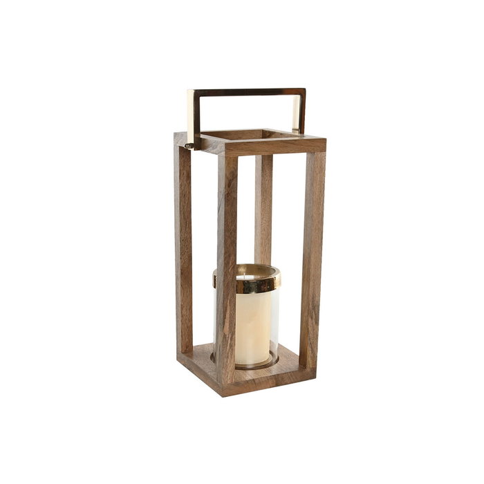 Bougeoir Home ESPRIT Marron Acier Bois de manguier 25 x 25 x 54 cm