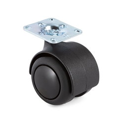 Q&Q Onixa - Roulette pivotante pour meuble en plastique, jonc en caoutchouc, diamètre 50 mm, noir