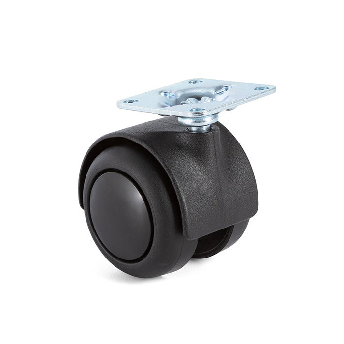 Q&Q Onixa - Roulette pivotante pour meuble en plastique, jonc en caoutchouc, diamètre 50 mm, noir