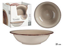 VESSIA Plat creux en grès Gris avec bordure 20,5 cm