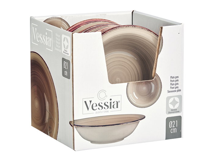 Vessia Assiette Creuse Gres Terre Cuite Avec Bord 20,5 cm Gris - Compatible Lave-Vaisselle (Set de 24) Vessia Assiette Creuse Gres Terre Cuite Avec Bord 20,5 cm Gris - Compatible Lave-Vaisselle (Set de 24)