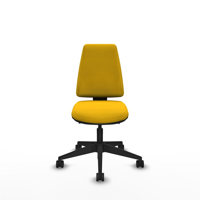 Chaise Elche Asynchrone Tissu Jaune Base pyramidale noire Sans accoudoirs Sans appui-tête Roulettes 65mm nylon