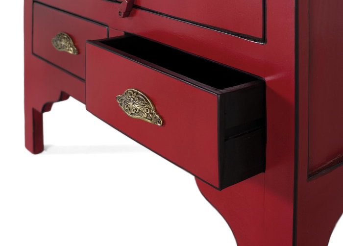 GINER Y COLOMER - Armario 2 Puertas 2 Tiroirs en Bois de Manguier Rouge - 195 x 83 x 40 cm - Meuble de Rangement Solide et Élégant Sans Montage