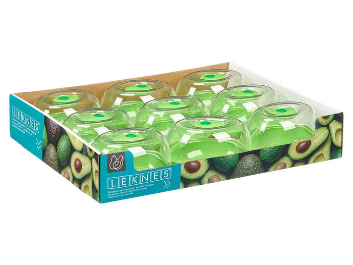 Leknes Récipient de Conservation Avocat 12,8x10,2x7 cm Plastique Vert Transparent (Set de 36)
