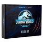 DOCTOR COLLECTOR Kit Deluxe Jurassic World - Matricula aluminium, ticket, pulsera, carte, guide dinosaures, pase VIP, postal, monnaie, stickers