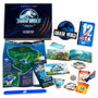 DOCTOR COLLECTOR Kit Deluxe Jurassic World - Matricula aluminium, ticket, pulsera, carte, guide dinosaures, pase VIP, postal, monnaie, stickers