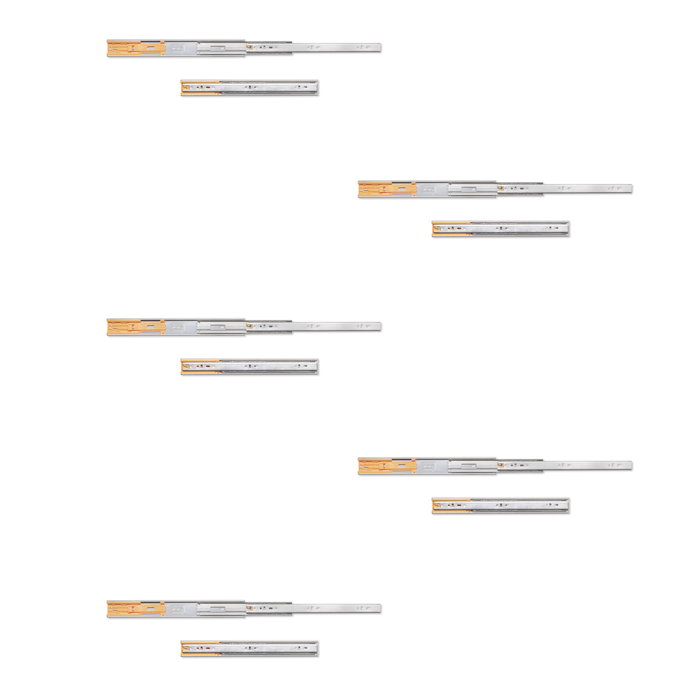 Emuca Lot de 5 jeux de coulisses de tiroirs, roulement à billes, hauteur 45mm, profondeur 350mm, sortie totale, fermeture amortie, Zingué Emuca Lot de 5 jeux de coulisses de tiroirs, roulement à billes, hauteur 45mm, profondeur 350mm, sortie totale, fermeture amortie, Zingué