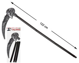 Canne de style gothique 122 cm avec crâne noir et gris, accessoire de déguisement pour Halloween, personnage fantastique