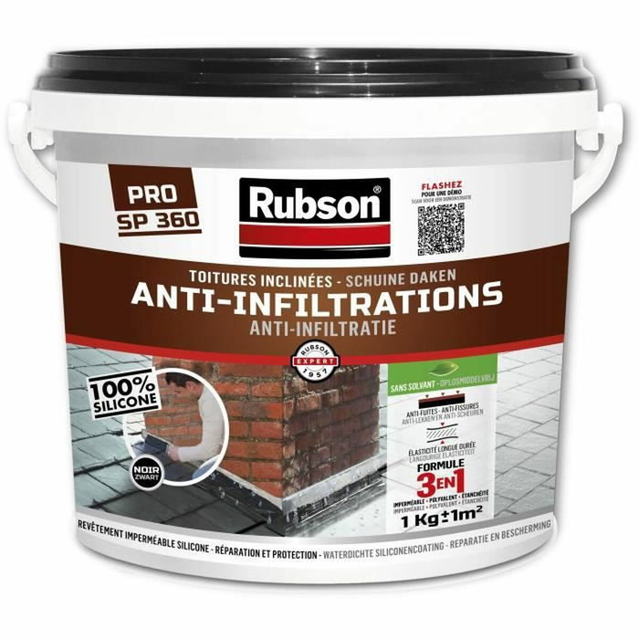 Rubson Revêtement d'étanchéité Anti-infiltrations Noir 1kg Rubson Revêtement d'étanchéité Anti-infiltrations Noir 1kg