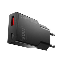 Mars Gaming MDGAN30 Chargeur Murale 30W GaN QC 3.0 PD 3.0 USB-C USB-A Noir Compact Rapide