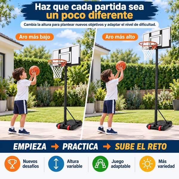 JugaToys Canasta de baloncesto avec pied, ballon gonflable et gonfleur