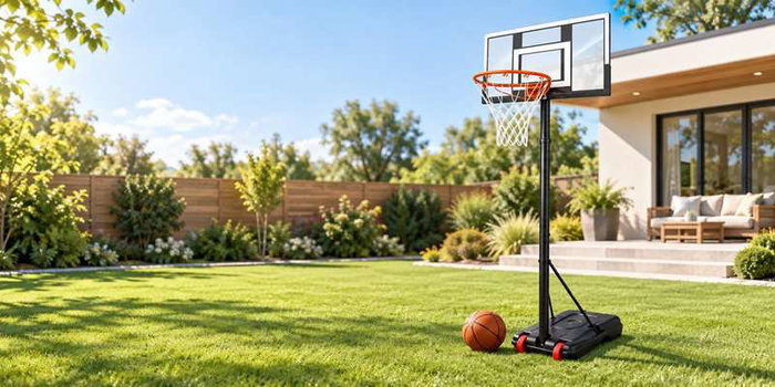 JugaToys Canasta de baloncesto avec pied, ballon gonflable et gonfleur