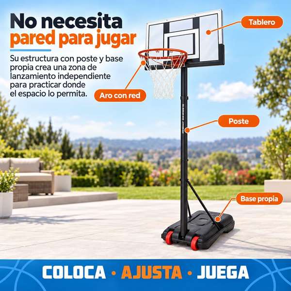 JugaToys Canasta de baloncesto avec pied, ballon gonflable et gonfleur