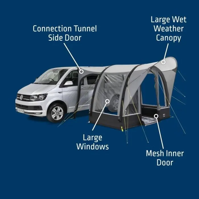 Kampa Sprint Air - Auvent gonflable compact pour van et camping-car, toile Weathershield 68D, structure Kampa AIR, entrée pluie généreuse - Idéal pour s'abriter rapidement
