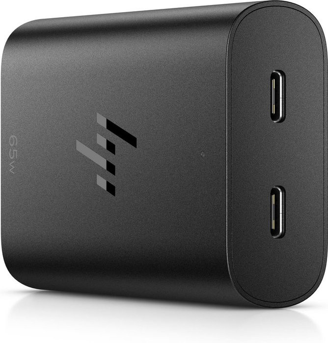 HP Chargeur 65 W GaN USB-C Double Port Compatible Ordinateur Portable et Appareils Mobiles