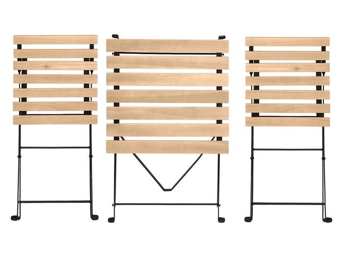 Ibergarden Set 3 pièces Table 2 chaises Acacia et Métal 96x19x53 cm
