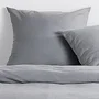 Today Essential - Parure de lit 2 personnes effet lavé gris - Housse de couette 220x240 cm et 2 taies - 100% Polyester - Pas de repassage