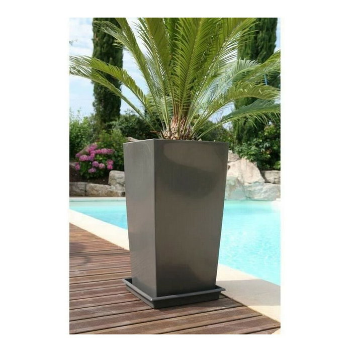Riviera Pot de fleurs Nuance Gris pailleté Carré 28 x 28 x 52 cm Riviera Pot de fleurs Nuance Gris pailleté Carré 28 x 28 x 52 cm