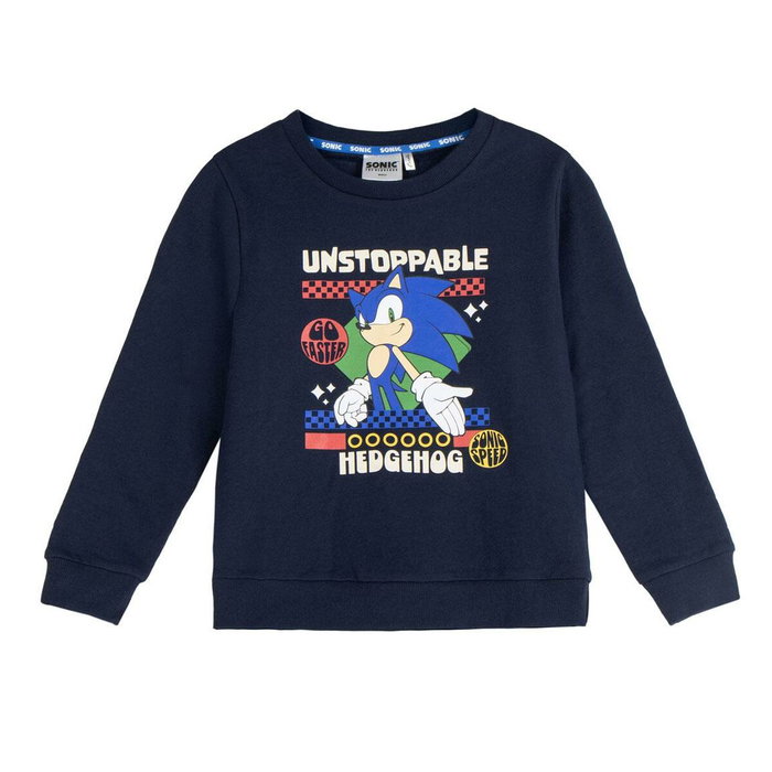 Cerdá Sweat-Shirt Cotton Brushed Sonic 6 Ans - Coupe Confort - Enfants 6 Ans - Bleu Foncé