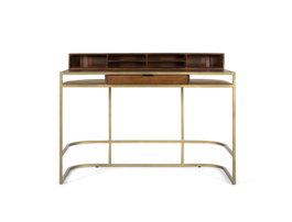 GINER Y COLOMER Bureau en bois de manguier et structure dorée