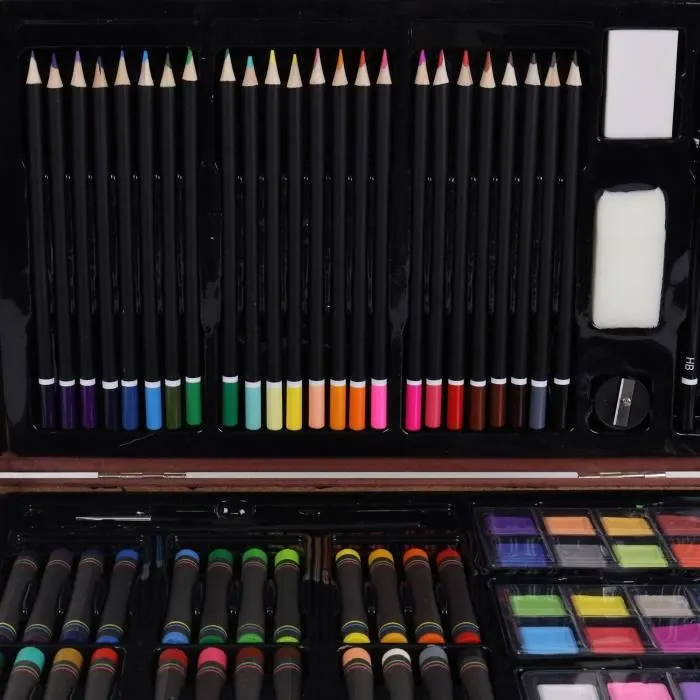 MGM Mallette Artistique XXL Main d'Artiste - Kit Complet de 140 Pièces pour Dessin et Peinture avec Crayons, Peinture, Pinceaux - Activités Manuelles et Art Plastiques