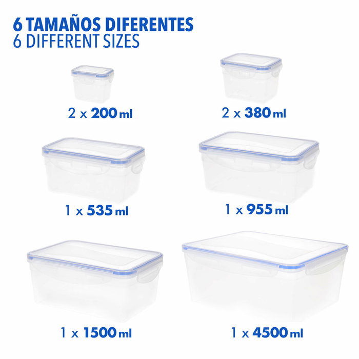 Ensemble de contenants de cuisine hermétiques empilables Max Home 27 x 12 x 20 cm 6 Unités Ensemble de contenants de cuisine hermétiques empilables Max Home 27 x 12 x 20 cm 6 Unités