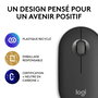 Logitech M350s Pebble Mouse 2 - Souris Bluetooth Ultra-Portable Silencieuse, Design Fin et Rond, Connexion Multi-Appareils, 2 Ans Autonomie