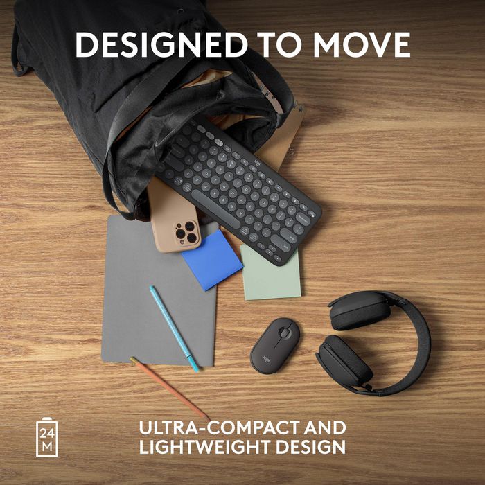 Logitech M350s Pebble Mouse 2 - Souris Bluetooth Ultra-Portable Silencieuse, Design Fin et Rond, Connexion Multi-Appareils, 2 Ans Autonomie