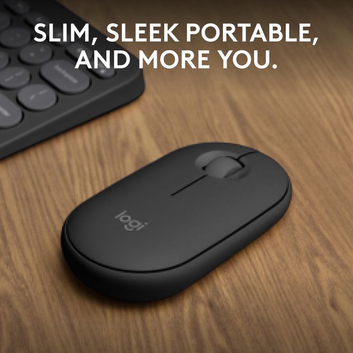 Logitech M350s Pebble Mouse 2 - Souris Bluetooth Ultra-Portable Silencieuse, Design Fin et Rond, Connexion Multi-Appareils, 2 Ans Autonomie