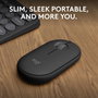 Logitech M350s Pebble Mouse 2 - Souris Bluetooth Ultra-Portable Silencieuse, Design Fin et Rond, Connexion Multi-Appareils, 2 Ans Autonomie
