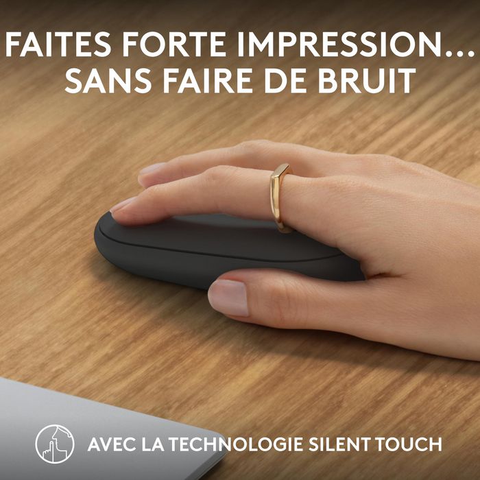 Logitech M350s Pebble Mouse 2 - Souris Bluetooth Ultra-Portable Silencieuse, Design Fin et Rond, Connexion Multi-Appareils, 2 Ans Autonomie