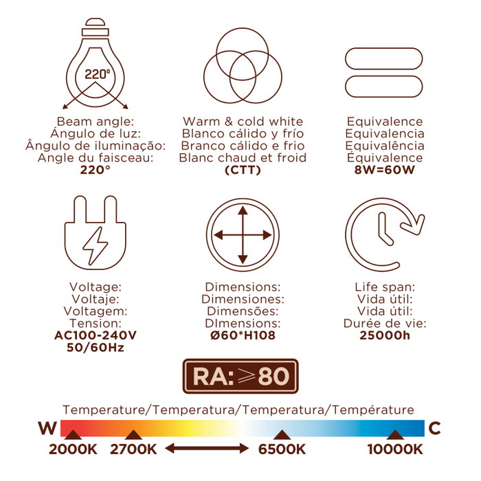 Muvit Bombilla iO A60 E27 8W Ampoule LED Intelligente WiFi Muvit Bombilla iO A60 E27 8W Ampoule LED Intelligente WiFi