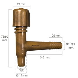 ORYX Robinet de tonneau plastique 11mm imitation bois
