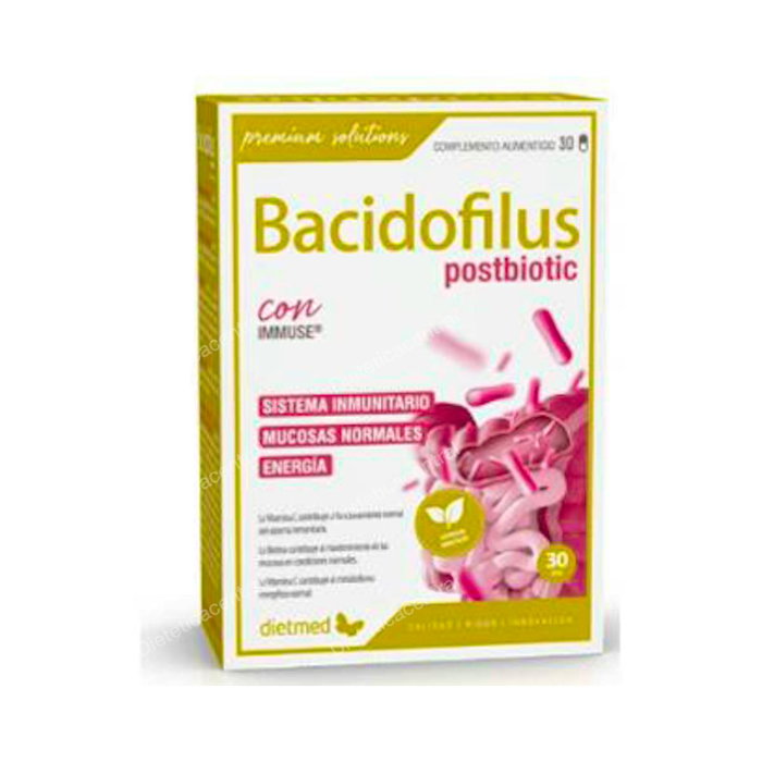 Dietmed Bacidofilus Postbiotic avec vitamine C, biotine et Immuse® - 30 capsules - Complément alimentaire pour le système immunitaire Dietmed Bacidofilus Postbiotic avec vitamine C, biotine et Immuse® - 30 capsules - Complément alimentaire pour le système immunitaire