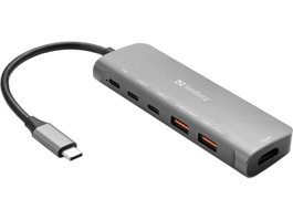 Sandberg Station d'accueil USB-C avec port HDMI, 2x USB-A, 2x USB-C et charge PD 100W pour MacBook / PC portable
