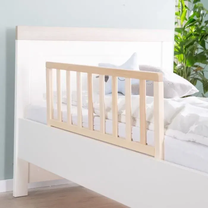 Roba Barrière de Lit 90 cm en Bois Naturel - Protection Anti-Chute pour Enfant de 18 Mois à 5 Ans - Montage Facile (H 38 x L 87,5 x P 38 cm)