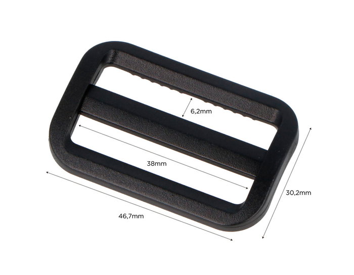 Innspiro Boucle Coulissante Rectangulaire en Plastique Noir 38 mm (Lot de 5)