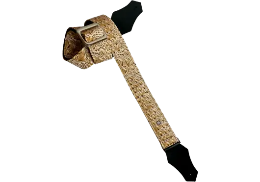 GETM Aussie Gator Western Cream Sangle Guitare/Basse en similicuir et nylon Longueur réglable 165 cm