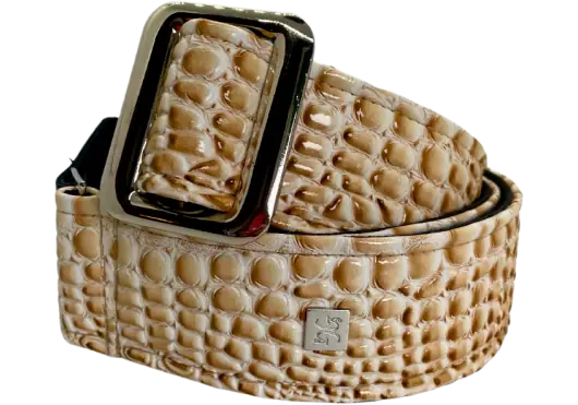 GETM Aussie Gator Western Cream Sangle Guitare/Basse en similicuir et nylon Longueur réglable 165 cm