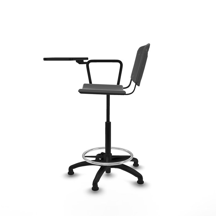 Tabouret Taburete Robledo Pivotant Chlorure de polyvinyle Gris foncé Structure polyamide noire Non applicable Sans appui-tête Patins de chaises