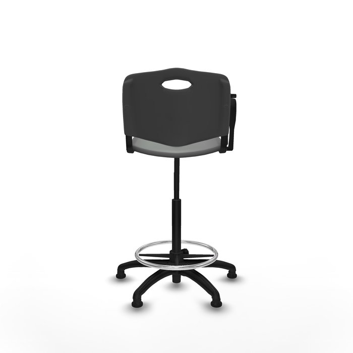 Tabouret Taburete Robledo Pivotant Chlorure de polyvinyle Gris foncé Structure polyamide noire Non applicable Sans appui-tête Patins de chaises