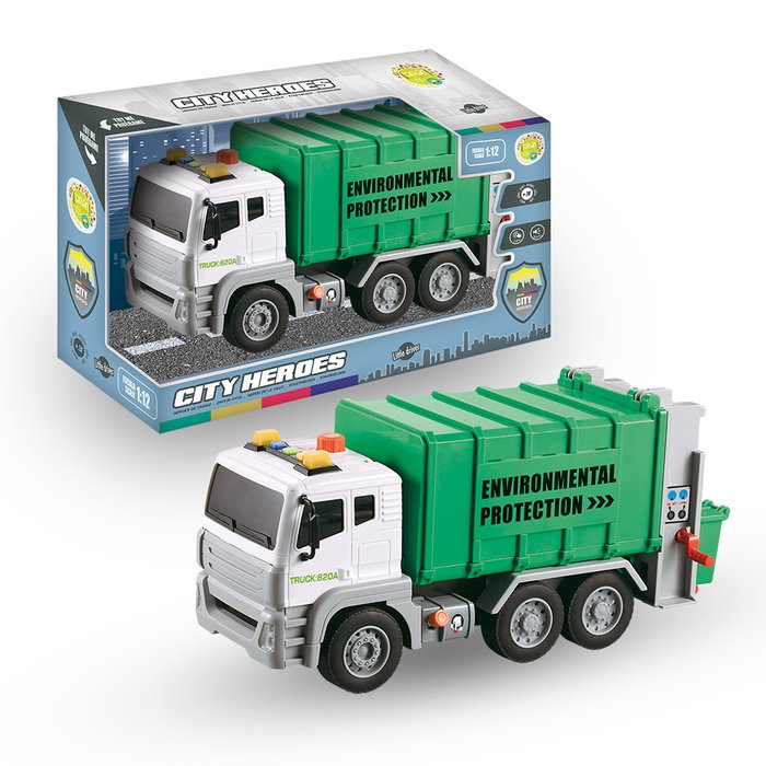 TACHAN Camion Poubelle avec Lumière et Son, Jouet pour Enfants 3+, Échelle 1:12, Camion de Gestion des Déchets avec Benne Basculante, Fonctionne sur Piles TACHAN Camion Poubelle avec Lumière et Son, Jouet pour Enfants 3+, Échelle 1:12, Camion de Gestion des Déchets avec Benne Basculante, Fonctionne sur Piles